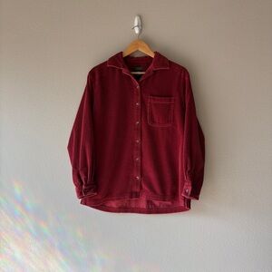 l.l. bean red corduroy button front